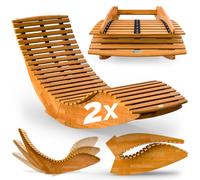 Tumbonas set de 2 madera acacia FSC® ergonómicas plegables
