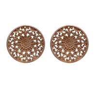 Tuminsi 6X Flor Tallada Tallado de Apliques Redondos de Madera para Mueble Gabinete Sin Pintar Molduras de Madera Calcomanía Estatuilla Decorativa 15x15x0.8cm