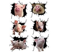 Tumnea Pegatinas de Cerdo, Pegatinas de Coche, Pegatinas 3D, Pegatinas de Mascotas de Varios Estilos para Coches Decoraciones Divertidas para Pegatinas Impermeables - 6 Piezas