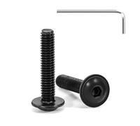 Tunejoy 20 Piezas Tornillos de Cabeza Alomada con Brida M4 x 20 mm Negro Tornillo de Cabeza Hexagonal de Acero Inoxidable A2 V2A Tornillos Máquina con llave Allen Rosca Completa