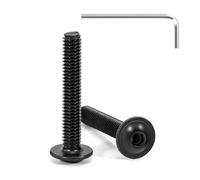 Tunejoy 20 Piezas Tornillos de Cabeza Alomada con Brida M4 x 25 mm Negro Tornillo de Cabeza Hexagonal de Acero Inoxidable A2 V2A Tornillos Máquina con llave Allen Rosca Completa