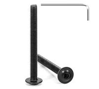 Tunejoy 20 Piezas Tornillos de Cabeza Alomada con Brida M4 x 40 mm Negro Tornillo de Cabeza Hexagonal de Acero Inoxidable A2 V2A Tornillos Máquina con llave Allen Rosca Completa