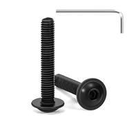Tunejoy 20 Piezas Tornillos de Cabeza Alomada con Brida M5 x 30 mm Negro Tornillo de Cabeza Hexagonal de Acero Inoxidable A2 V2A Tornillos Máquina con llave Allen Rosca Completa