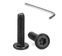 Tunejoy 20 Piezas Tornillos de Cabeza Plana Torx M6 x 25 mm Negro Tornillo de Cabeza Hexagonal de Acero Inoxidable A2 V2A Perno de Muebles con T30 llave Rosca Completa