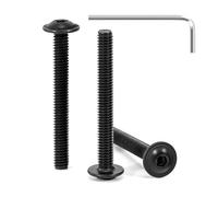 Tunejoy 30 Piezas Tornillos de Cabeza Alomada con Brida M4 x 35 mm Negro Tornillo de Cabeza Hexagonal de Acero Inoxidable A2 V2A Tornillos Máquina con llave Allen Rosca Completa