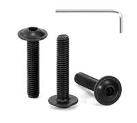 Tunejoy 30 Piezas Tornillos de Cabeza Alomada con Brida M5 x 25 mm Negro Tornillo de Cabeza Hexagonal de Acero Inoxidable A2 V2A Tornillos Máquina con llave Allen Rosca Completa