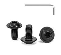 Tunejoy 30 Piezas Tornillos de Cabeza Alomada con Brida M6 x 12 mm Negro Tornillo de Cabeza Hexagonal de Acero Inoxidable A2 V2A Tornillos Máquina con llave Allen Rosca Completa