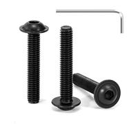 Tunejoy 30 Piezas Tornillos de Cabeza Alomada con Brida M6 x 35 mm Negro Tornillo de Cabeza Hexagonal de Acero Inoxidable A2 V2A Tornillos Máquina con llave Allen Rosca Completa