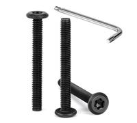 Tunejoy 30 Piezas Tornillos de Cabeza Plana Torx M4 x 35 mm Negro Tornillo de Cabeza Hexagonal de Acero Inoxidable A2 V2A Perno de Muebles con T20 llave Rosca Completa
