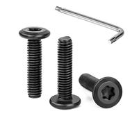 Tunejoy 30 Piezas Tornillos de Cabeza Plana Torx M6 x 25 mm Negro Tornillo de Cabeza Hexagonal de Acero Inoxidable A2 V2A Perno de Muebles con T30 llave Rosca Completa