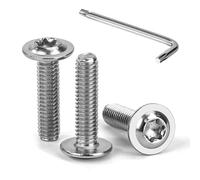 Tunejoy M4 x 16 mm Tornillos de Cabeza Alomada Torx con Brida Tornillo de Cabeza Hexagonal de Acero Inoxidable A2 V2A Tornillos Máquina con T20 Allen Rosca Completa 30 Piezas