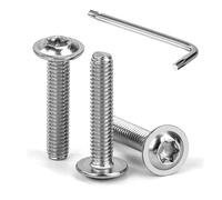 Tunejoy M4 x 20 mm Tornillos de Cabeza Alomada Torx con Brida Tornillo de Cabeza Hexagonal de Acero Inoxidable A2 V2A Tornillos Máquina con T20 Allen Rosca Completa 30 Piezas