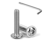 Tunejoy M4 x 20 mm Tornillos de Cabeza Alomada Torx con Brida Tornillo de Cabeza Hexagonal de Acero Inoxidable A2 V2A Tornillos Máquina con T20 Allen Rosca Completa 20 Piezas