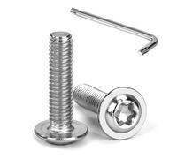 Tunejoy M6 x 25 mm Tornillos de Cabeza Alomada Torx con Brida Tornillo de Cabeza Hexagonal de Acero Inoxidable A2 V2A Tornillos Máquina con T30 Allen Rosca Completa 20 Piezas