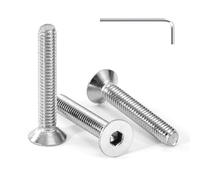 Tunejoy Tornillo Avellanado M4 x 25 mm Tornillos de Cabeza Avellanada Hexagonal de Acero Inoxidable A2 V2A Norma DIN 7991 con llave Allen Rosca Completa 30 Piezas