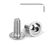 Tunejoy Tornillos de Cabeza Alomada con Brida M4 x 10 mm Tornillo de Cabeza Hexagonal de Acero Inoxidable A2 V2A Tornillos Máquina con llave Allen Rosca Completa 20 Piezas
