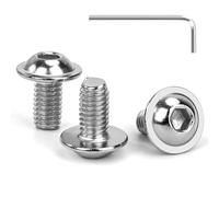 Tunejoy Tornillos de Cabeza Alomada con Brida M6 x 12 mm Tornillo de Cabeza Hexagonal de Acero Inoxidable A2 V2A Tornillos Máquina con llave Allen Rosca Completa 30 Piezas