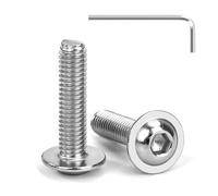 Tunejoy Tornillos de Cabeza Alomada con Brida M6 x 25 mm Tornillo de Cabeza Hexagonal de Acero Inoxidable A2 V2A Tornillos Máquina con llave Allen Rosca Completa 20 Piezas