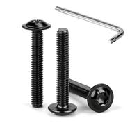 Tunejoy Tornillos de Cabeza Alomada Torx con Brida M4 x 25 mm Negro Tornillo de Cabeza Hexagonal de Acero Inoxidable A2 V2A Tornillos Máquina con Allen Rosca Completa 30 Piezas