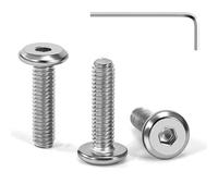 Tunejoy Tornillos de Cabeza Plana M4 x 16 mm Tornillo de Cabeza Hexagonal de Acero Inoxidable A2 V2A Perno de Muebles con llave Allen Rosca Completa 30 Piezas