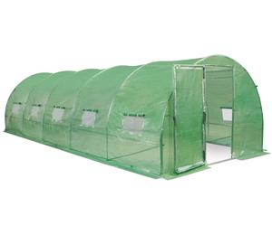 Túnel de film con armazón metálico 3x8 m Garden Point verde con puertas