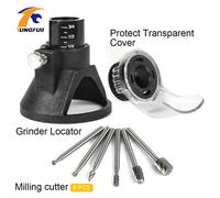 Tungfull DREMEL amoladora cubierta protectora localizador tallado escala de molienda con 6 en 1 cortador de rebabas de fresado de madera herramienta rotativa Dremel Set 2