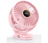 TUNISE Ventilador de Pinza USB Recargable, Mini Ventilador Silencioso con Batería 2000 mAh, 3 Velocidades, Ventilador Portátil para Oficina, Carrito de Bebé, Dormitorio y Camping,Rosa