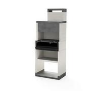 TUOZI - Barbacoa de Obra para Leña y Carbón Modelo VENIT FLEX PLUS HOTTE [F] (Gris/Blanco - 78 x 47 x 197 cm) REF: T00131 - Uso en Exteriores
