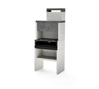 TUOZI - Barbacoa de Obra para Leña y Carbón Modelo VENIT FLEX PLUS HOTTE (Gris/Blanco - 78 x 47 x 185 cm) REF: 8066 - Uso en Exteriores