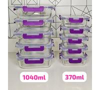 Tupper Recipientes Cristal Alimentos - 10 Piezas completas con tapas hermeticas