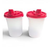 Tupperware EasyFlow - Jarra de 440 ml transparente y rojo + dispensador de aceite y vinagre Signora Ware de 440 ml, transparente/rojo, juego de jarras para servir, sin BPA