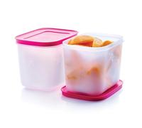 Tupperware Essentials Freezer Mates - Juego de 2 recipientes de almacenamiento de alimentos, 1,1 L, organiza el espacio del congelador, tapa hermética y sin heladas, duradero y reutilizable, fácil de