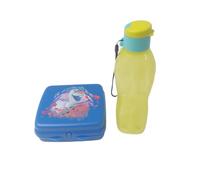 Tupperware Fiambrera con diseño de Olaf azul + botella Signoraware EcoEasy de 500 ml, color amarillo turquesa con asa, fiambrera y juego de botellas para guardería, escuela y tiempo libre