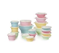 Tupperware Heritage Collection - Juego de 36 recipientes de almacenamiento de alimentos en colores vintage, aptos para lavavajillas y sin BPA (18 recipientes + 18 tapas)
