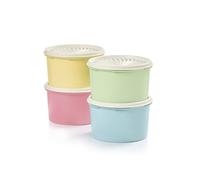 Tupperware Heritage Collection - Juego de 8 recipientes de almacenamiento de alimentos en colores vintage, aptos para lavavajillas y sin BPA (4 recipientes, 4 tapas)