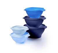 Tupperware Heritage Collection, nuevo juego de 10 piezas de recipientes para almacenamiento de alimentos en azul vintage, apto para lavavajillas y sin BPA (5 tazones, 5 tapas)