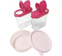 Tupperware Hitparade - Lata de 250 ml rosa + Air Lock gigante para especias 2 x 250 ml rojo transparente - Juego de botes de almacenamiento y especias sin BPA - Nuevo