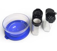 Tupperware Hitparade Lata de 480 ml transparente azul + Air Lock gigantes de especias 2 x 250 ml salero y pimentero negro transparente - Juego de cocina sin BPA - Nuevo