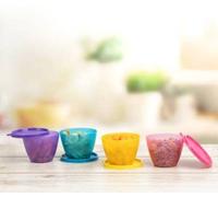 Tupperware Liquid Tight - Recipiente de plástico para frigorífico (400 ml, 4 unidades), multicolor
