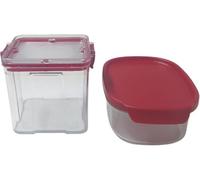 Tupperware Mantequera Exclusiv Clear 500 ml rojo + tarro de almacenamiento Air Lock de 650 ml, color rojo transparente, juego de recipientes de almacenamiento sin BPA para mantequilla, especias, café