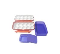Tupperware Maxi Twin Maxitwin Colón Huevos Naranja Blanco para 10 Huevos + Fiambrera Signoraware Violet 550 ml + 150 ml Juego de 2 fiambreras sin BPA para escuela, oficina, camping y ocio