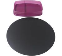 Tupperware Tabla de cortar redonda negra + fiambrera Signoraware Clevere Pause de 610 ml, con compartimentos, sin BPA, juego de fiambrera y cocina para escuela, oficina y ocio