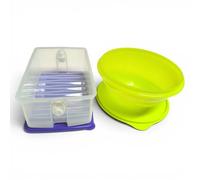Tupperware Wonderlier - Cuenco de 1,75 litros amarillo con tapa a prueba de fugas + Signora Ware Prima Klima KlimaOase 1,8 litros transparente/lila, juego de recipientes herméticos, almacenamiento de