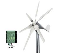Turbina eólica - Energía sostenible - Generador eólico - 6 aspas - Potencia de 1000W - Palas de fibra de vidrio y basalto - 24V