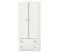 Miroytengo Armario ropero Colección Tibet 2 puertas 2 cajones Blanco 180x74x50 cm