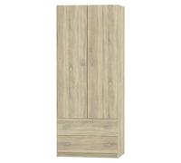 Miroytengo Armario Dormitorio Colección Tibet 2 puertas 2 cajones Roble Cambrian 180x74x50 cm
