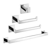 TURS Baño 4 Piezas Conjunto de Herrajes para Sus 304 Acero Inoxidable Soporte de Papel Higiénico 50CM Barra de Toallas Titular Bata Gancho Montaje en Pared, Pulido, Q7P-A4-50