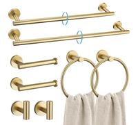 TURS Juego de 8 Accesorios de baño de Acero Inoxidable SUS304 de 24 Pulgadas y 20 Pulgadas, Juego de Accesorios de baño Redondos montados en la Pared