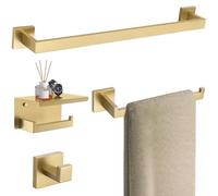 TURS Juego de Accesorios de baño de Oro Cepillado, Juego de 4 Toallas de baño, Juego de toallero de Acero Inoxidable de 24 Pulgadas para baño montado en la Pared