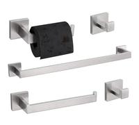 TURS Q7BR-P5 Juego de 5 Piezas de Accesorios de baño de níquel Cepillado, toallero de baño, Soporte para Toallas de Mano, 2 Ganchos para Toallas, Acero Inoxidable Sus 304